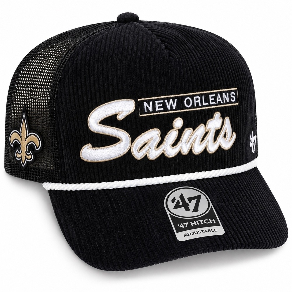 New Orleans Saints '47 Double Header Corduroy Trucker Rope Hat Snapback NFL NWT